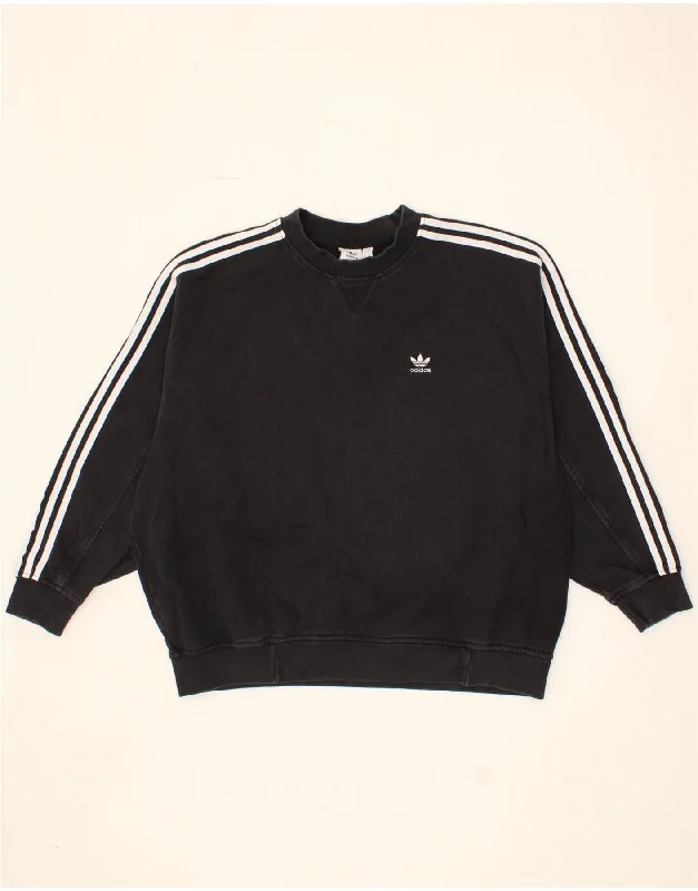 ADIDAS Womens Oversized Sweatshirt Jumper UK 10 Small  Black Cotton