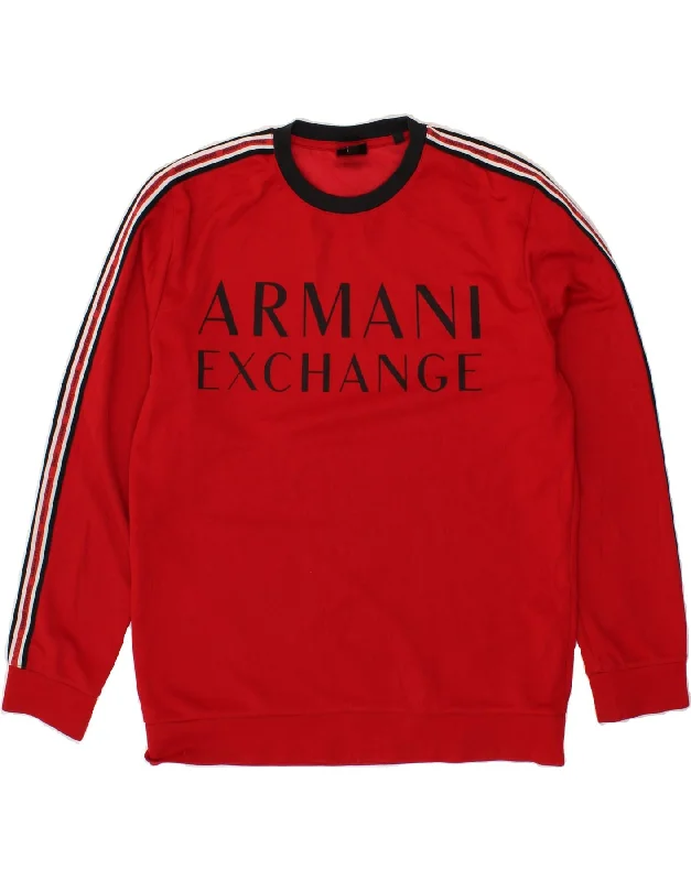 ARMANI EXCHANGE Mens Graphic Sweatshirt Jumper Medium Red Cotton