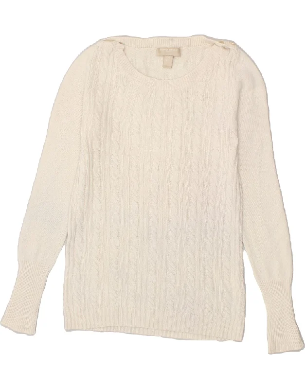 BANANA REPUBLIC Womens Boat Neck Jumper Sweater UK 10 Small White Cashmere