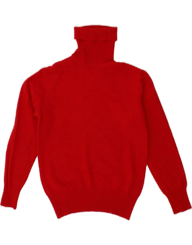 BENETTON Womens Roll Neck Jumper Sweater IT 46 Large Red Lambswool