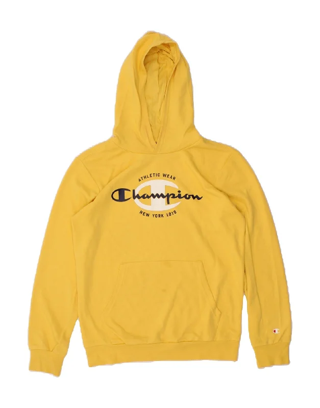 CHAMPION Boys Graphic Hoodie Jumper 13-14 Years XL Yellow