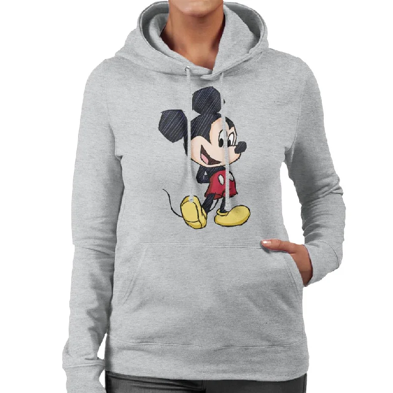 Disney Mickey Mouse Big Head Sketch Women's Hooded Sweatshirt