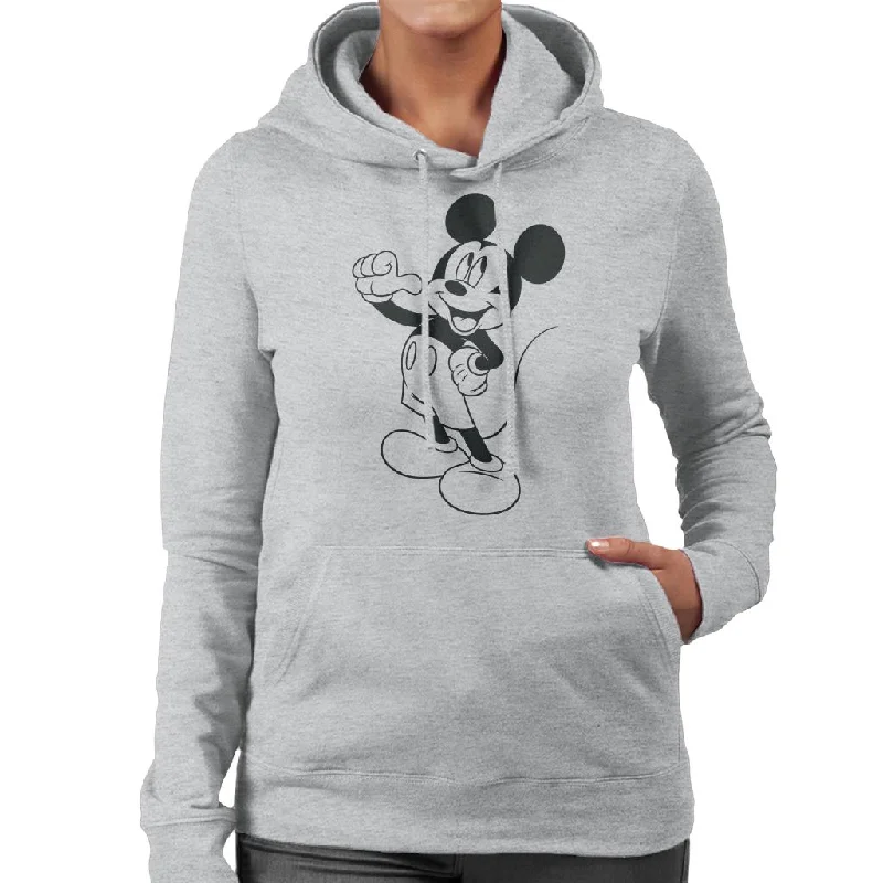 Disney Mickey Mouse Classic Black Sketch Women's Hooded Sweatshirt