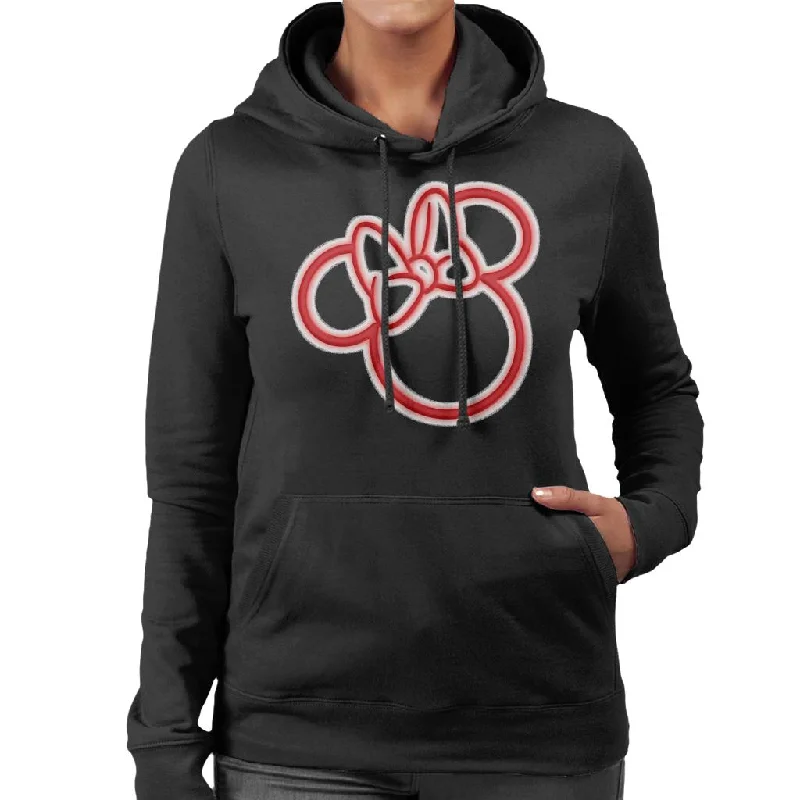 Disney Mickey Mouse Minnie Neon Head Women's Hooded Sweatshirt