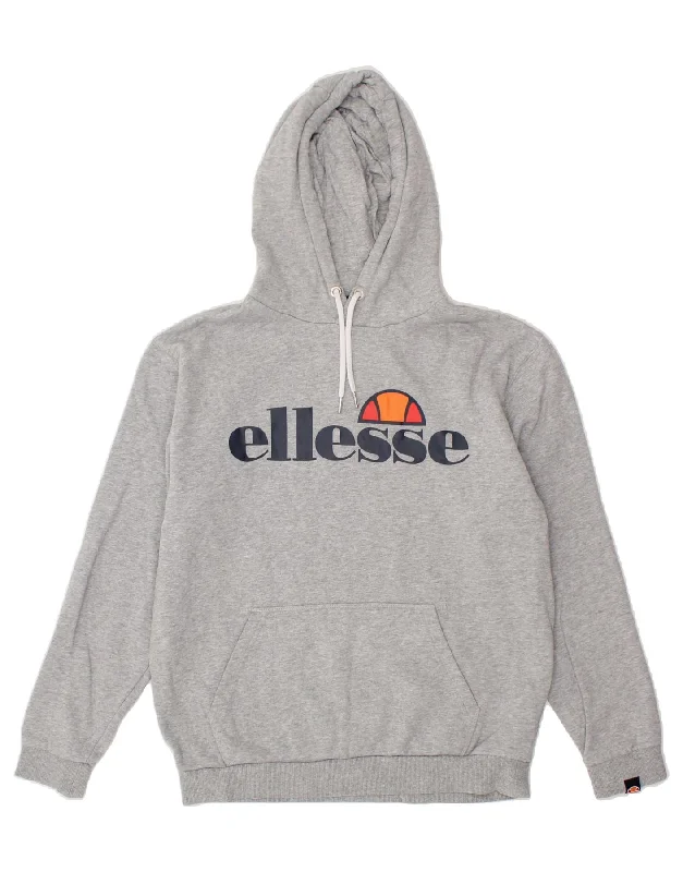 ELLESSE Mens Graphic Hoodie Jumper Medium Grey Cotton