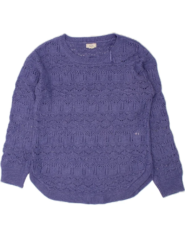 FAT FACE Womens Boat Neck Jumper Sweater UK 12 Medium  Purple Acrylic