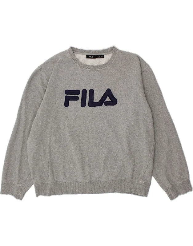 FILA Mens Graphic Sweatshirt Jumper XL Grey Cotton