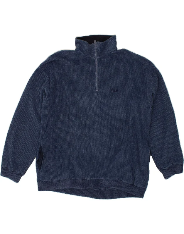 FILA Mens Zip Neck Sweatshirt Jumper IT 56 XL Navy Blue