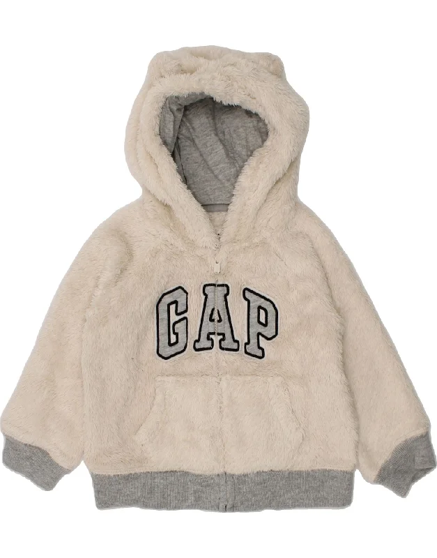 GAP Baby Girls Graphic Teddy Bear Zip Hoodie Sweater 12-18 Months Beige