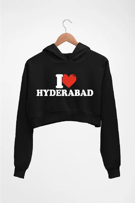 I Love Hyderabad Crop HOODIE FOR WOMEN