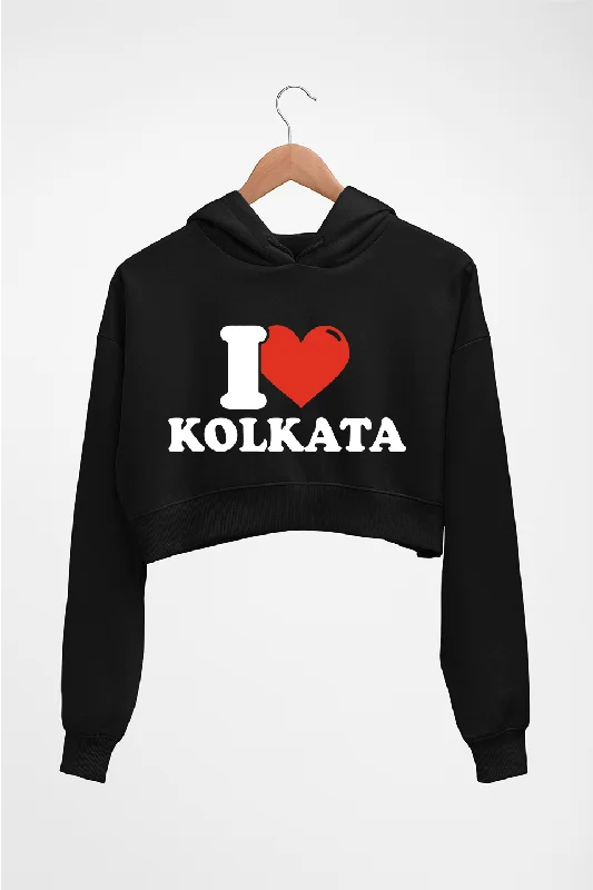 I Love Kolkata Crop HOODIE FOR WOMEN