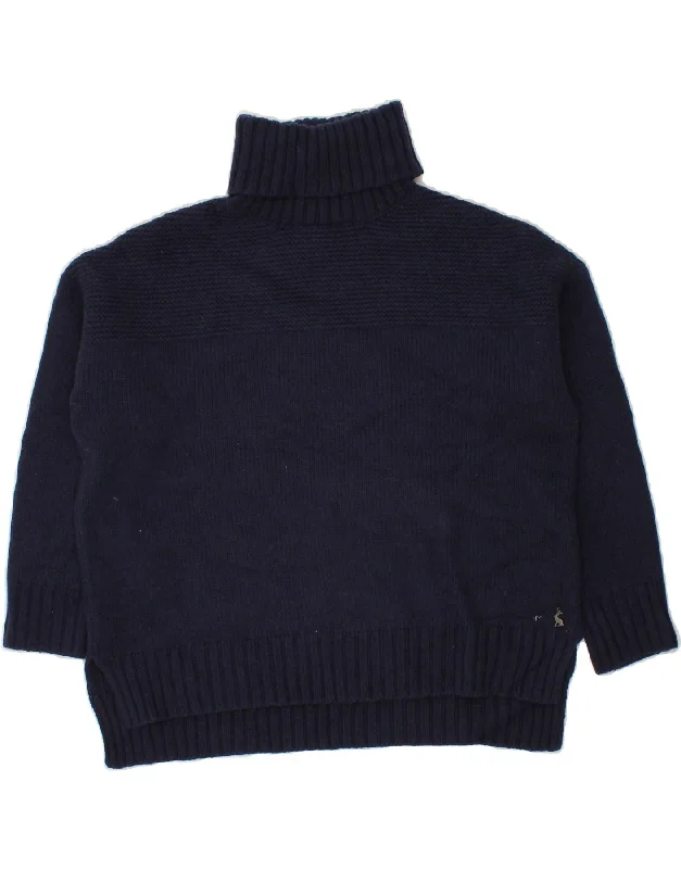 JOULES Womens 3/4 Sleeve Roll Neck Jumper Sweater UK 12 Medium Navy Blue