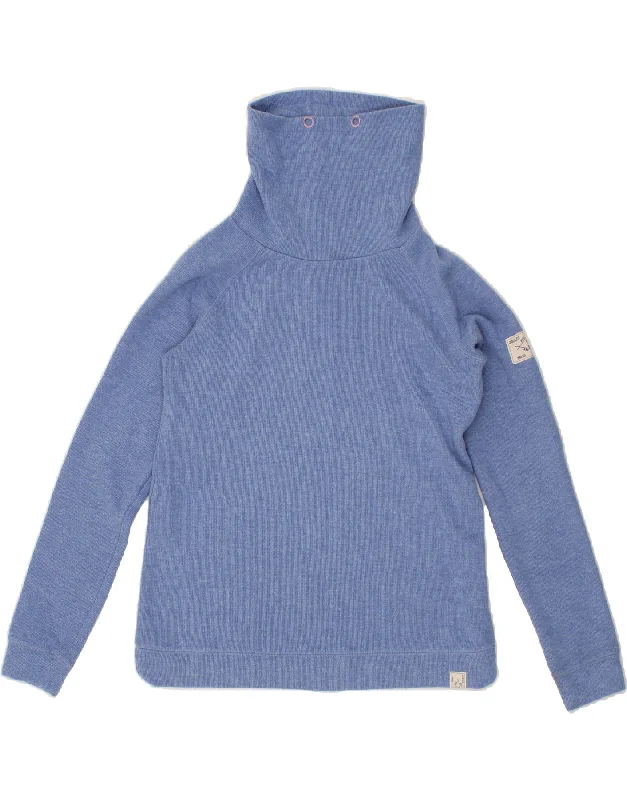 JOULES Womens Roll Neck Jumper Sweater UK 8 Small Blue Cotton