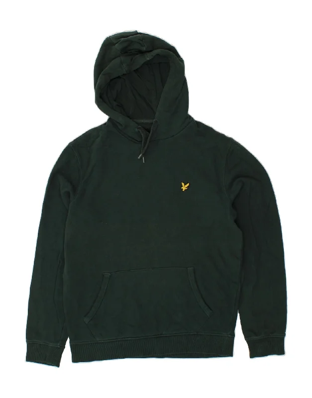 LYLE & SCOTT Mens Hoodie Jumper Medium Green Cotton