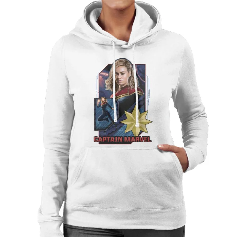 Marvel Captain Marvel Retro Starforce Theme Women's Hooded Sweatshirt