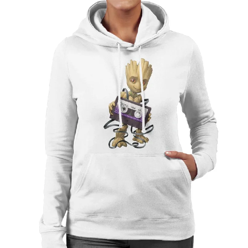 Marvel Guardians Of The Galaxy Groot Wrapped In Cassette Tape Women's Hooded Sweatshirt