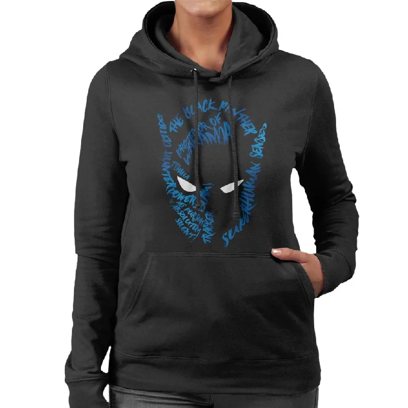 Marvel Mask Text Outline Black Panther Women's Hooded Sweatshirt