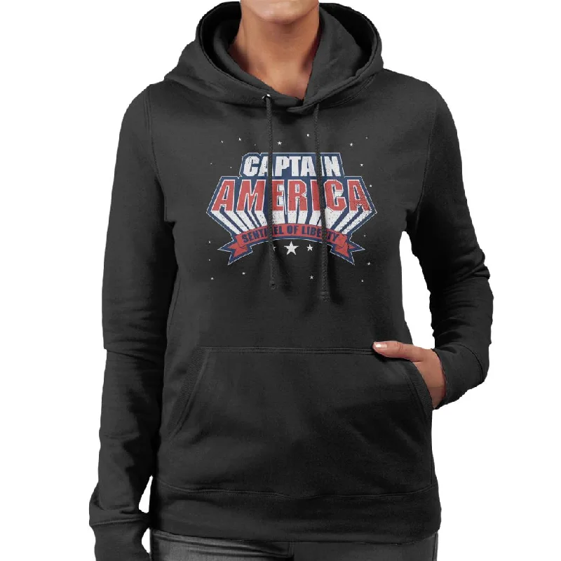 Marvel Sentinel Of Liberty Captain America Distressed Women's Hooded Sweatshirt