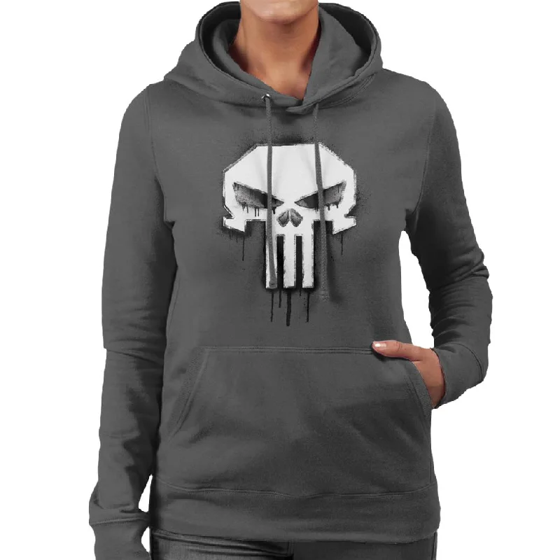 Marvel The Punisher Classic Paint Drip Skull Logo Women's Hooded Sweatshirt