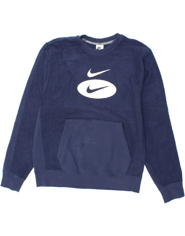 NIKE Mens Graphic Sweatshirt Jumper Medium Navy Blue Cotton