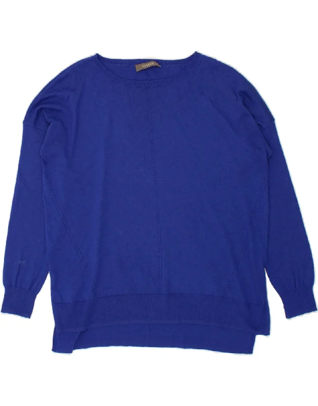 OASIS Womens Boat Neck Jumper Sweater UK 10 Small Blue Cotton