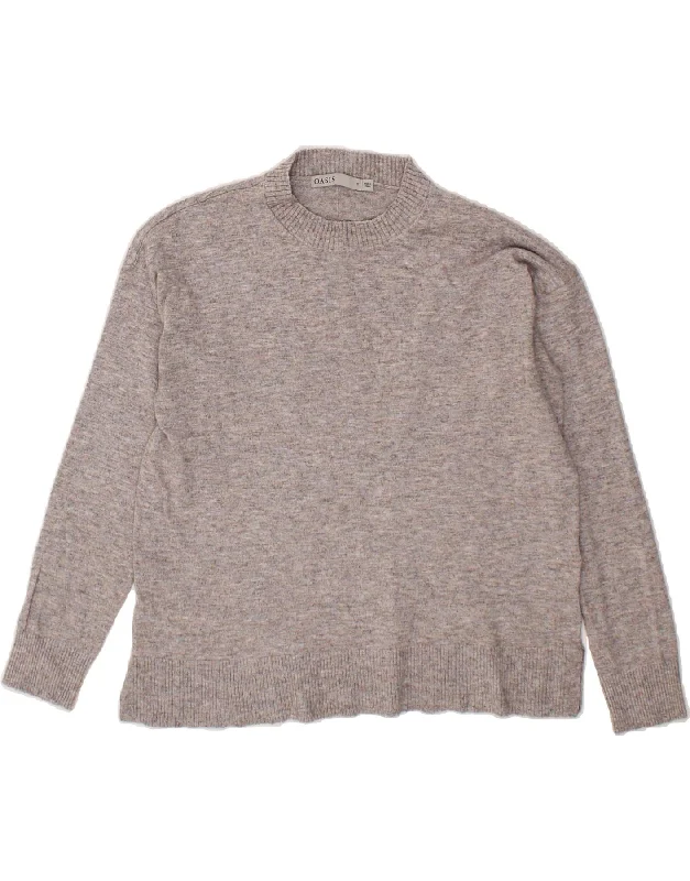 OASIS Womens Crew Neck Jumper Sweater UK 10 Small Grey Viscose