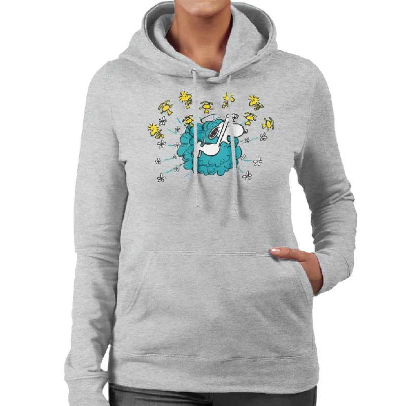 Peanuts Snoopy Woodstock Flower Puff Women's Hooded Sweatshirt