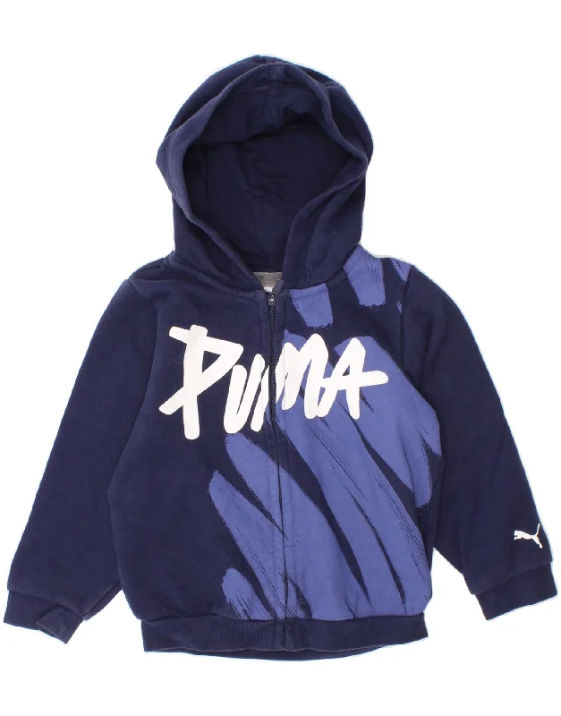 PUMA Baby Boys Graphic Zip Hoodie Sweater 18-24 Months Navy Blue Cotton