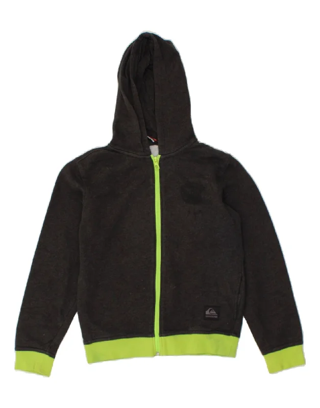 QUIKSILVER Boys Zip Hoodie Sweater 11-12 Years Grey Cotton