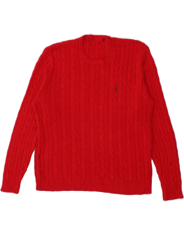 RALPH LAUREN Womens Crew Neck Jumper Sweater UK 14 Medium Red