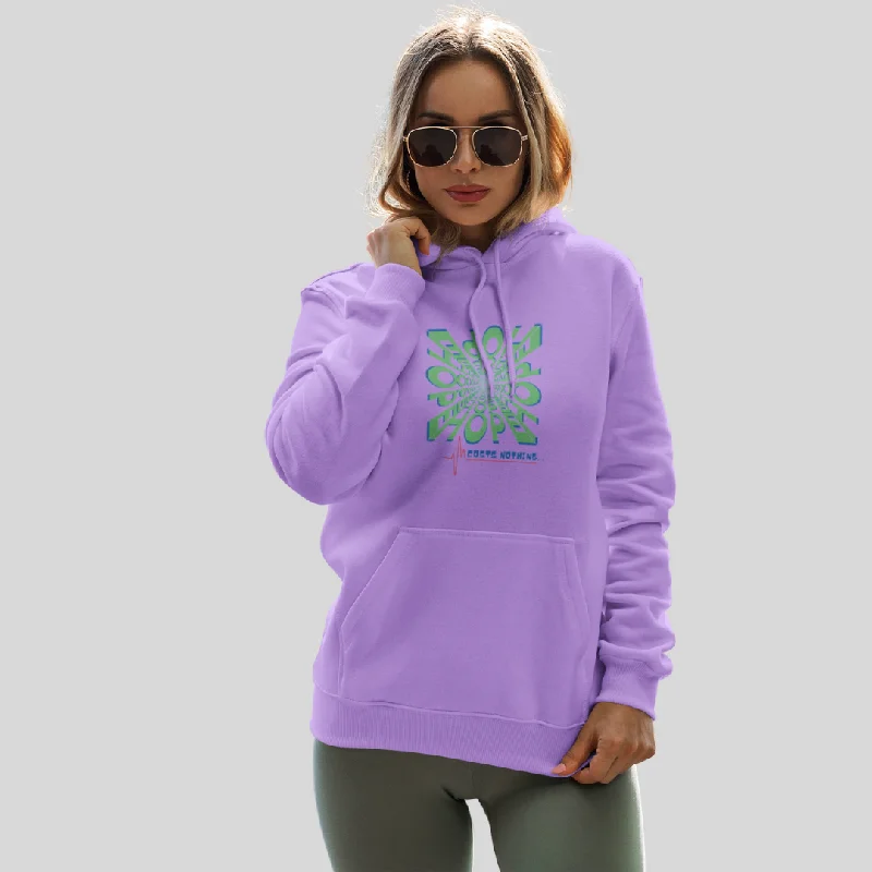 Spread Positive Vibes with Women's "Hope Cost's Nothing" Printed Lavender Hoodie!