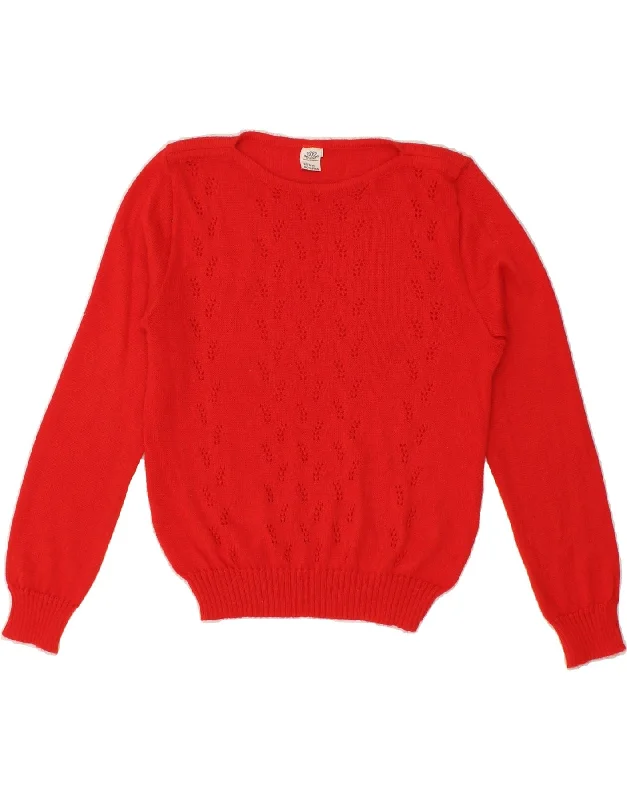 VINTAGE Womens Boat Neck Jumper Sweater IT 44 Medium Red Wool