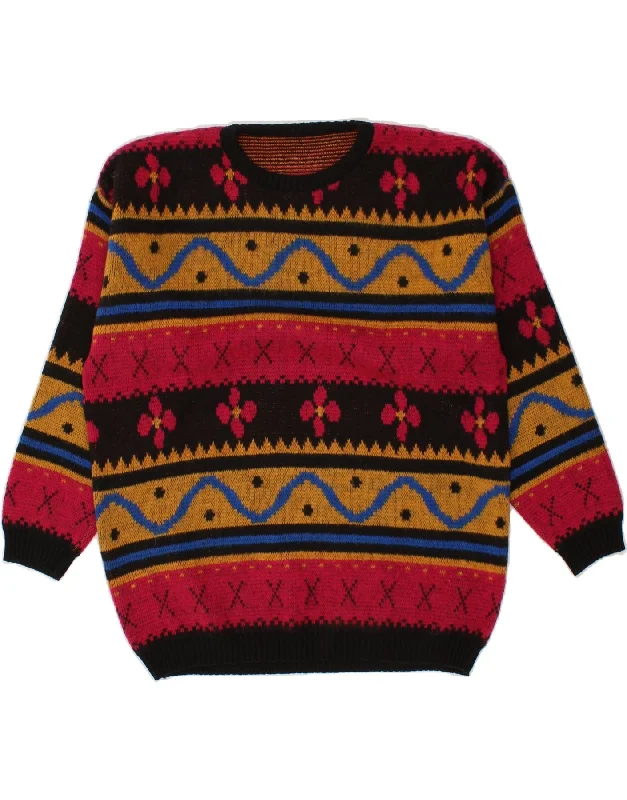 VINTAGE Womens Crew Neck Jumper Sweater UK 18 XL Multicoloured Fair Isle