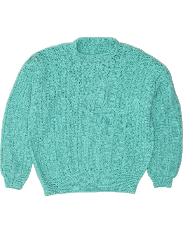 VINTAGE Womens Crew Neck Jumper Sweater UK 20 2XL Turquoise