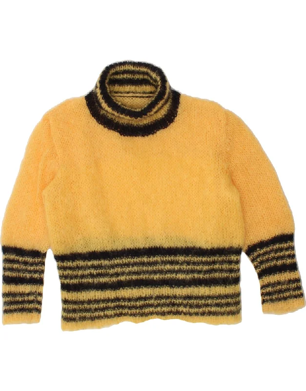 VINTAGE Womens Oversized Roll Neck Jumper Sweater UK 16 Large Yellow