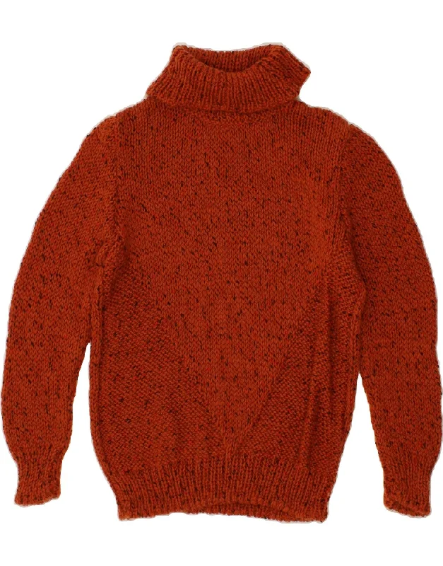 VINTAGE Womens Roll Neck Jumper Sweater UK 16 Large Orange Flecked