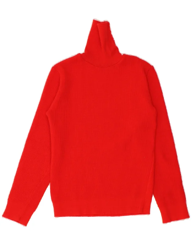 VINTAGE Womens Roll Neck Jumper Sweater UK 8 Small Red