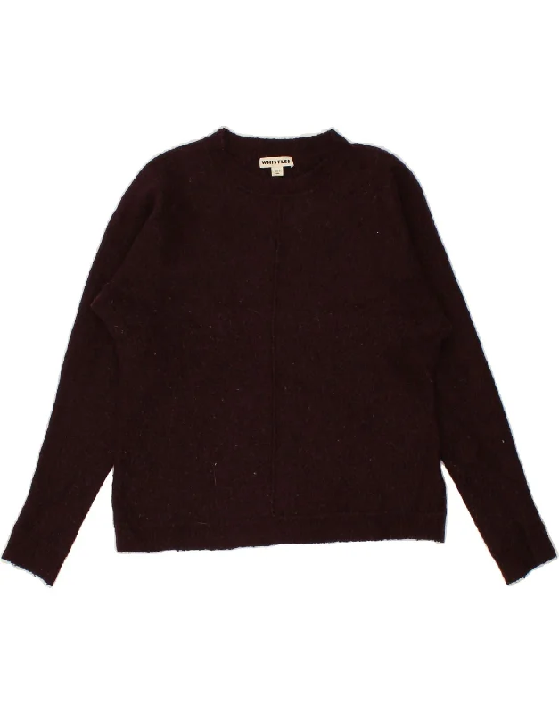 WHISTLES Womens Crew Neck Jumper Sweater UK 10 Small Maroon Wool