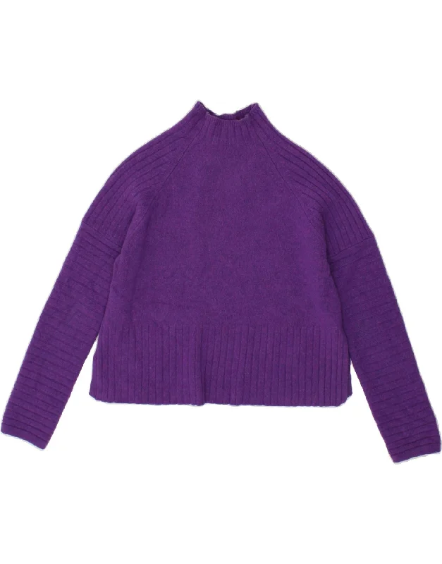 WHISTLES Womens Crop Turtle Neck Jumper Sweater UK 10 Small Purple