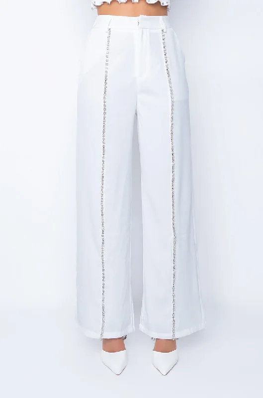 MY BAG MY CHOICE STRAIGHT TROUSERS WITH RHINESTONE TRIM