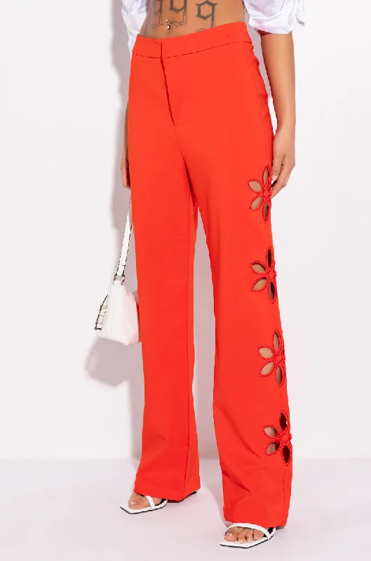 THERE GOES THE ALARM HIGH WAISTED CUTOUT STRAIGHT LEG TROUSERS