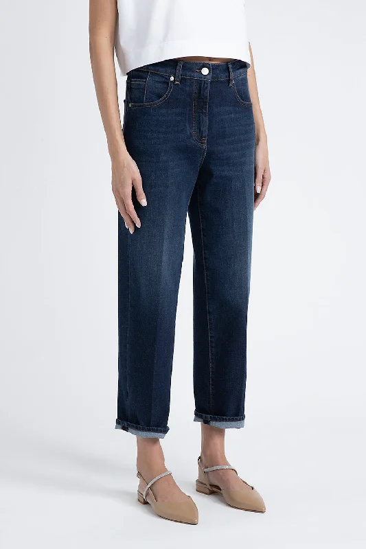 Stretch denim cotton trousers