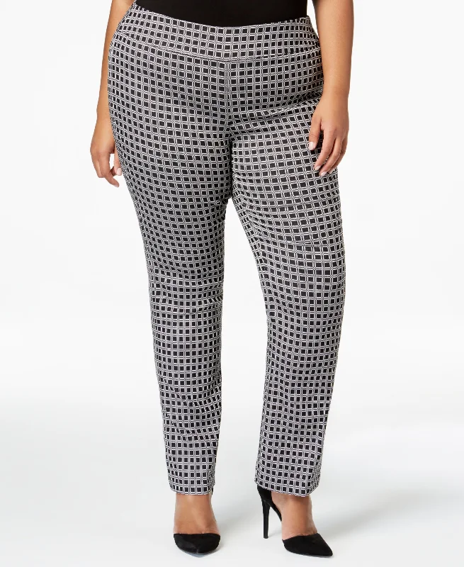 Alfani Plus Size Jacquard Print Pull On Trousers