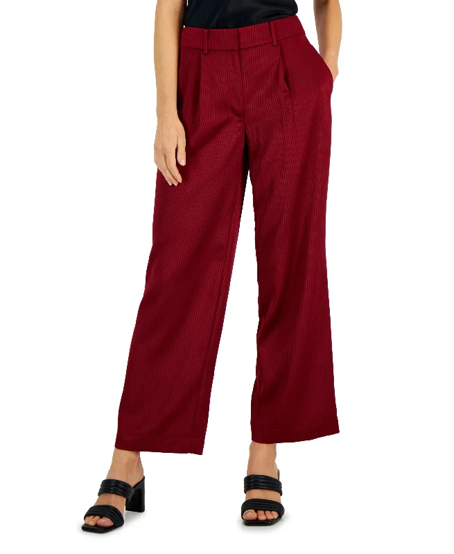 Alfani Womens Stripe Satin Wide Leg Trousers