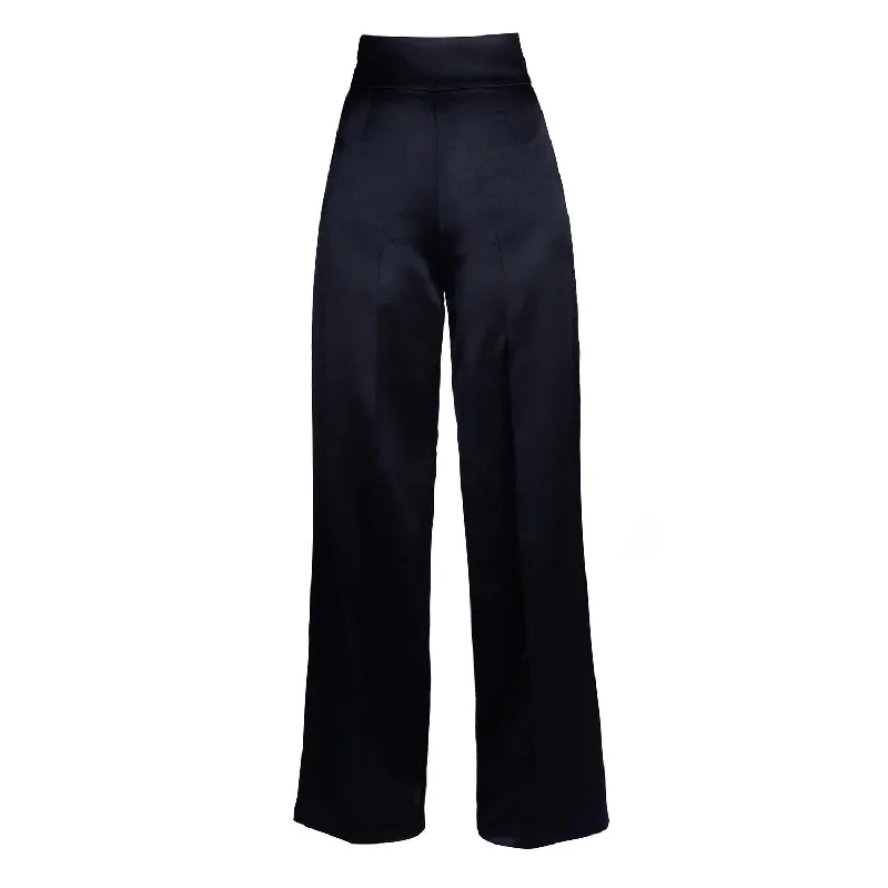 LIMITED EDITION 'Jolie' Heavy Silk Palazzo Trousers in Blu