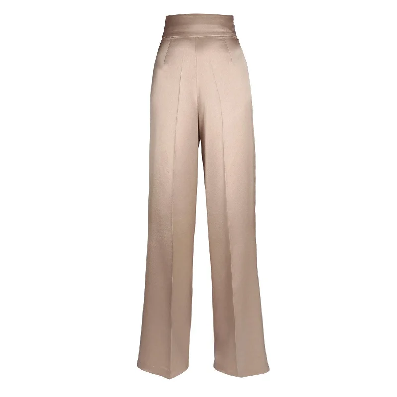 LIMITED EDITION 'Jolie' Heavy Silk Palazzo Trousers in Ostrica