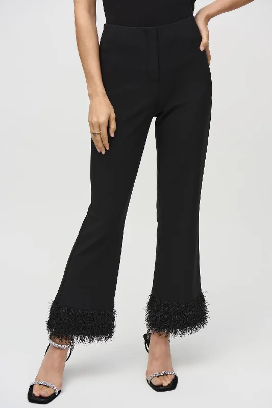 Joseph Ribkoff 244193 Black (11) Silky Knit and Novelty Flared Trousers