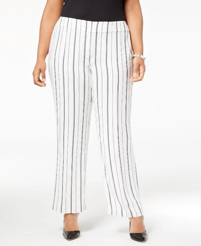 Nine West Plus Size Striped Wide Leg Trousers