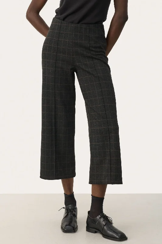 Part Two 30305656 IlisanPW Grey Check Cropped Wide Leg Trousers