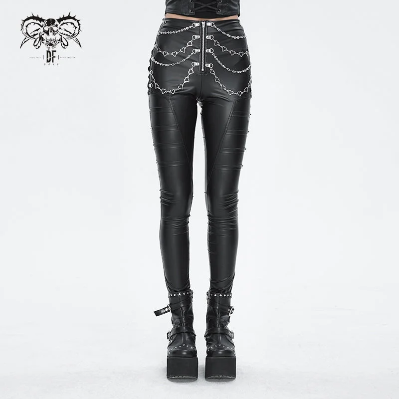 PT233 XOPT-stretchy matte leather high-waisted punk trousers for women